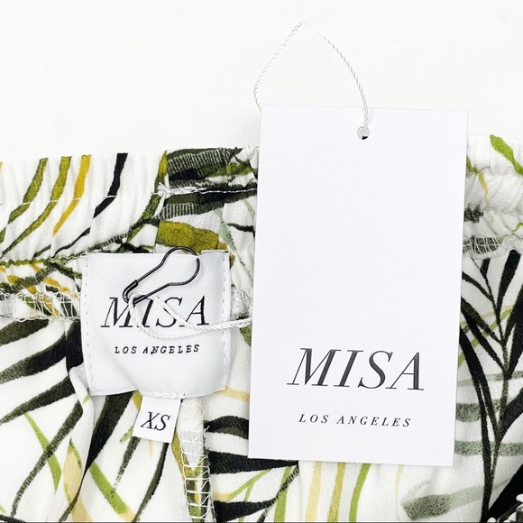 MISA Los Angeles Inca Palm Print Shorts Ruffle Hem Relaxed Fit White Green XS - Picture 8 of 13